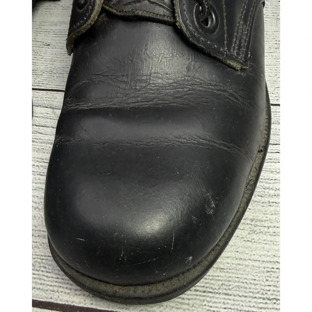 Vintage 1977 Genesco Black Leather Combat‎ Boots Military Lace Up 8.5R Mens